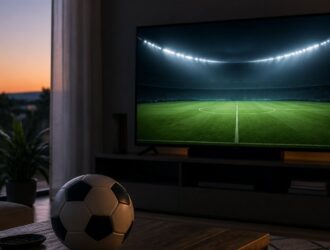Viewer watching a generic football final scene at home.