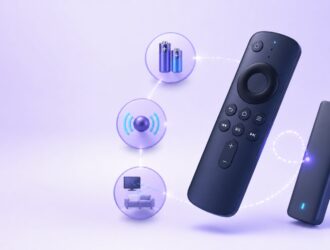 A streaming remote and device connected by a wireless path with battery and pairing checkpoints.